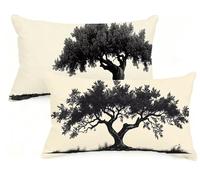 Federa Cuscino 40x70 cm Set di 2 Cuscino Crema Velluto Copricuscini Rettangolari Federe Cuscini Divano 40 x 70 Albero Stampa a Doppio Lato per Camera da Letto Soggiorno Decorazioni Autunnali EM-403