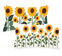 Federa Cuscino 50x70 cm Set di 2 Cuscino Bianco Lino Copricuscini Rettangolari Federe Cuscini Divano 50 x 70 Girasole Stampa a Doppio Lato per Camera da Letto Soggiorno Decorazioni Autunnali EM-1361