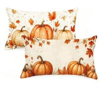 Federa Cuscino 50x80 cm Set di 2 Cuscino Autunno Lino Copricuscini Rettangolari Federe Cuscini Divano 50 x 80 Giorno del Ringraziamento Stampa a Doppio Lato,Camera da Letto Soggiorno Decorazioni EM-17