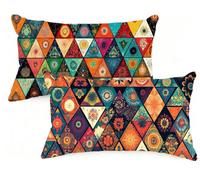 Federa Cuscino 50x80 cm Set di 2 Cuscino Colore Arancione Velluto Copricuscini Rettangolari Federe Cuscini Divano 50 x 80 Boemia Stampa a Doppio Lato per Camera da Letto Soggiorno Decorazioni EM-1107