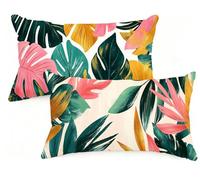 Federa Cuscino 60x80 cm Set di 2 Cuscino Beige Lino Copricuscini Rettangolari Federe Cuscini Divano 60 x 80 Pianta Stampa a Doppio Lato per Camera da Letto Soggiorno Decorazioni Autunnali EM-1081