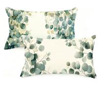 Federa Cuscino 60x80 cm Set di 2 Cuscino Crema Velluto Copricuscini Rettangolari Federe Cuscini Divano 60 x 80 Foglie Verdi Stampa a Doppio Lato per Camera da Letto Soggiorno Decorazioni EM-1405