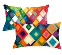 Federa Cuscino 60x80 cm Set di 2 Cuscino Geometria Lino Copricuscini Rettangolari Federe Cuscini Divano 60 x 80 Colore Stampa a Doppio Lato per Camera da Letto Soggiorno Decorazioni Autunnali EM-159
