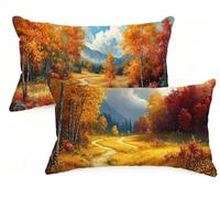 Federa Cuscino 70x90 cm Set di 2 Cuscino Autunno Lino Copricuscini Rettangolari Federe Cuscini Divano 70 x 90 Arancione Bruciato Stampa a Doppio Lato per Camera da Letto Soggiorno Decorazioni EM-1203