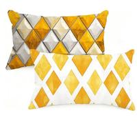 Federa Cuscino 70x90 cm Set di 2 Cuscino Giallo Velluto Copricuscini Rettangolari Federe Cuscini Divano 70 x 90 Geometria Stampa a Doppio Lato per Camera da Letto Soggiorno Decorazioni EM-1417