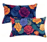 Federa Cuscino 70x90 cm Set di 2 Cuscino Rosa Velluto Copricuscini Rettangolari Federe Cuscini Divano 70 x 90 Fiore Stampa a Doppio Lato per Camera da Letto Soggiorno Decorazioni Autunnali EM-301
