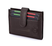 Federação Portuguesa de Futebol - Portatarjetas FPF de piel con lengua, 10,5 x 7,5 x 1,5 cm. Múltiples ranuras para tarjetas. Protección RFID. negro, marrón, marrón, 10,5 x 7,5 x 1,5 cm, Contemporáneo