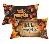 Federe Cuscino Letto 20x30 cm Set di 2 Cuscini Autunno Federe Cuscini Divano 20 x 30 Giorno del Ringraziamento Copricuscini in Velluto con Cerniera Invisibile Copricuscino,Divano Giardino Decor EM-24