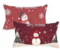 Federe Cuscino Letto 30x50 cm Set di 2 Cuscini Natale Federe Cuscini Divano 30 x 50 Pupazzo di Neve Copricuscini in Lino con Cerniera Invisibile Copricuscino,Divano Giardino Decorazioni Regali EM-48
