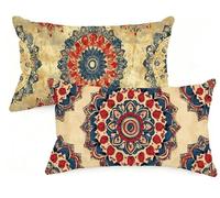 Federe Cuscino Letto 30x50 cm Set di 2 Cuscini Retrò Federe Cuscini Divano 30 x 50 Boemia Copricuscini in Lino con Cerniera Invisibile Copricuscino per Divano Giardino Decorazioni Regali EM-1116