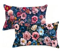 Federe Cuscino Letto 30x50 cm Set di 2 Cuscini Retrò Federe Cuscini Divano 30 x 50 Fiore Copricuscini in Velluto con Cerniera Invisibile Copricuscino per Divano Giardino Decorazioni Regali EM-222