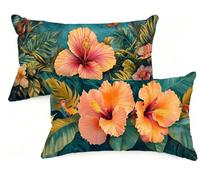 Federe Cuscino Letto 30x50 cm Set di 2 Cuscini Verde Federe Cuscini Divano 30 x 50 Fiore Copricuscini in Velluto con Cerniera Invisibile Copricuscino per Divano Giardino Decorazioni Regali EM-1318