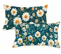 Federe Cuscino Letto 30x50 cm Set di 2 Cuscini Verde Federe Cuscini Divano 30 x 50 Margherita Copricuscini in Lino con Cerniera Invisibile Copricuscino per Divano Giardino Decorazioni Regali EM-1096