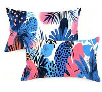 Federe Cuscino Letto 40x60 cm Set di 2 Cuscini Blu Federe Cuscini Divano 40 x 60 Pianta Copricuscini in Velluto con Cerniera Invisibile Copricuscino per Divano Giardino Decorazioni Regali EM-1080