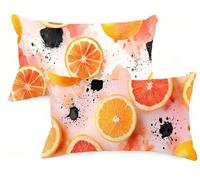 Federe Cuscino Letto 40x70 cm Set di 2 Cuscini Estate Federe Cuscini Divano 40 x 70 Frutta Copricuscini in Lino con Cerniera Invisibile Copricuscino per Divano Giardino Decorazioni Regali EM-1372