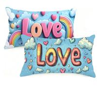 Federe Cuscino Letto 50x70 cm Set di 2 Cuscini Blu Federe Cuscini Divano 50 x 70 Amore Copricuscini in Lino con Cerniera Invisibile Copricuscino per Divano Giardino Decorazioni Autunnali Regali EM-162