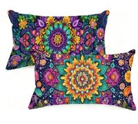 Federe Cuscino Letto 50x70 cm Set di 2 Cuscini Boemia Federe Cuscini Divano 50 x 70 Viola Copricuscini in Lino con Cerniera Invisibile Copricuscino per Divano Giardino Decorazioni Regali EM-352