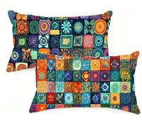 Federe Cuscino Letto 50x70 cm Set di 2 Cuscini Colore Federe Cuscini Divano 50 x 70 Boemia Copricuscini in Velluto con Cerniera Invisibile Copricuscino per Divano Giardino Decorazioni Regali EM-1278