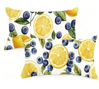 Federe Cuscino Letto 50x70 cm Set di 2 Cuscini Estate Federe Cuscini Divano 50 x 70 Frutta Copricuscini in Lino con Cerniera Invisibile Copricuscino per Divano Giardino Decorazioni Regali EM-1378