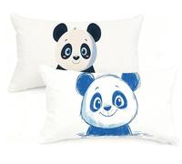 Federe Cuscino Letto 50x80 cm Set di 2 Cuscini Bianco Federe Cuscini Divano 50 x 80 Panda Copricuscini in Lino con Cerniera Invisibile Copricuscino per Divano Giardino Decorazioni Regali EM-256
