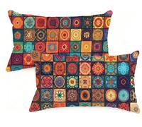 Federe Cuscino Letto 50x80 cm Set di 2 Cuscini Boemia Federe Cuscini Divano 50 x 80 Colore Copricuscini in Lino con Cerniera Invisibile Copricuscino per Divano Giardino Decorazioni Regali EM-1110