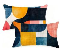 Federe Cuscino Letto 50x80 cm Set di 2 Cuscini Colore Federe Cuscini Divano 50 x 80 Geometria Copricuscini in Lino con Cerniera Invisibile Copricuscino per Divano Giardino Decorazioni Regali EM-340