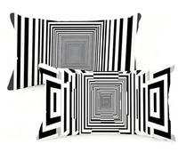 Federe Cuscino Letto 60x80 cm Set di 2 Cuscini In bianco e nero Federe Cuscini Divano 60 x 80 Geometria Copricuscini in Velluto con Cerniera Invisibile Copricuscino,Divano Giardino Decor EM-1324