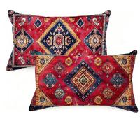 Federe Cuscino Letto 60x80 cm Set di 2 Cuscini Rosso Federe Cuscini Divano 60 x 80 Boemia Copricuscini in Velluto con Cerniera Invisibile Copricuscino per Divano Giardino Decorazioni Regali EM-1282