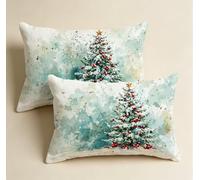 Federe Cuscino Letto 60x80 Giornata Nevosa,copri cuscino Velluto 2 Pezzi,Albero Di Natale Decorative Design fronte-Retro Cuscini Divano, per Divano Letto Sedie Soggiorno Camera da Letto-86308