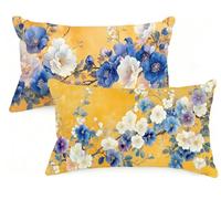 Federe Cuscino Letto 70x90 cm Set di 2 Cuscini Giallo Federe Cuscini Divano 70 x 90 Fiore Copricuscini in Velluto con Cerniera Invisibile Copricuscino per Divano Giardino Decorazioni Regali EM-1268