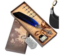 Federkiel - Schnell Trocknend Mit Schlüsselanhänger-Ersatzspitzen, Federkiel- Und Tintentauchstift-Set | Zum Üben Von Journaling-Unterschriften Für Anfänger, Geburtstag, Weihnachten, Büro, Schule