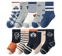 FedMois Calcetines Algodón Invierno de Niño y Niña Pack de 10, Automóvil & Astronauta, Talla 27-30