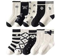 FedMois Calcetines Algodón Invierno de Niño y Niña Pack de 10, corazón & flor, Talla 27-30