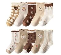 FedMois Calcetines Algodón Invierno de Niño y Niña Pack de 10, oso & paloma, Talla 19-22
