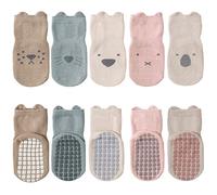 FedMois Calcetines Antideslizantes de Algodón para Bebé Niño Niña Pack de 5, Multicolor, 1-3 años