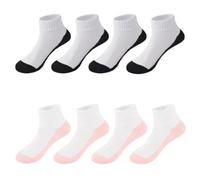 FedMois Calcetines Cortos de Algodón Calcetines Atléticos Tobilleros Deportivos para Niños Niñas Infantiles (Pack de 8 Pares), Negro y Rosa, 3-5 años