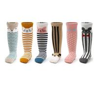 FedMois Calcetines Hasta la Rodilla Antideslizantes para Bebé Niño Niña Pack de 6, Animales, 3-5 años