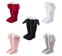 FedMois Calcetines Hasta la Rodilla para Bebé Niña Pack de 5, 0-1 año