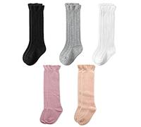 FedMois Calcetines Hasta la Rodilla para Bebé Niñas Pack de 5, Multicolor, 3-5 años
