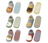 FedMois Calcetines Invierno Antideslizantes de Algodón para Bebé Niño Niña Pack de 6, Animales, 3-5 años