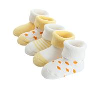 FedMois Calcetines Térmicos de Invierno de Algodón para Bebés Pack de 5, Amarillo, 0-6 meses