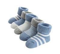 FedMois Calcetines Térmicos de Invierno de Algodón para Bebés Pack de 5, Azul, 0-6 meses