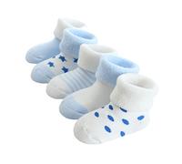 FedMois Calcetines Térmicos de Invierno de Algodón para Bebés Pack de 5, Azul Cielo, 12-24 meses