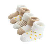 FedMois Calcetines Térmicos de Invierno de Algodón para Bebés Pack de 5, Beige, 0-6 meses