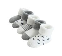 FedMois Calcetines Térmicos de Invierno de Algodón para Bebés Pack de 5, Gris, 12-24 meses