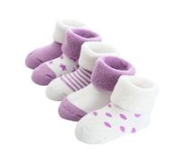 FedMois Calcetines Térmicos de Invierno de Algodón para Bebés Pack de 5, Morado, 6-12 meses