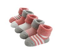 FedMois Calcetines Térmicos de Invierno de Algodón para Bebés Pack de 5, Rojo, 0-6 meses
