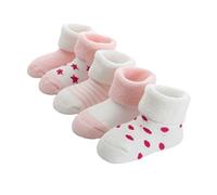 FedMois Calcetines Térmicos de Invierno de Algodón para Bebés Pack de 5, Rosa, 0-6 meses