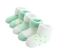 FedMois Calcetines Térmicos de Invierno de Algodón para Bebés Pack de 5, Verde, 12-24 meses