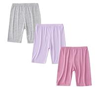 FedMois Leggins Mallas Pantalones Cortos Ropa Deportiva de Niña Pack de 3, Gris, Violeta y Rosa, 2-3 años